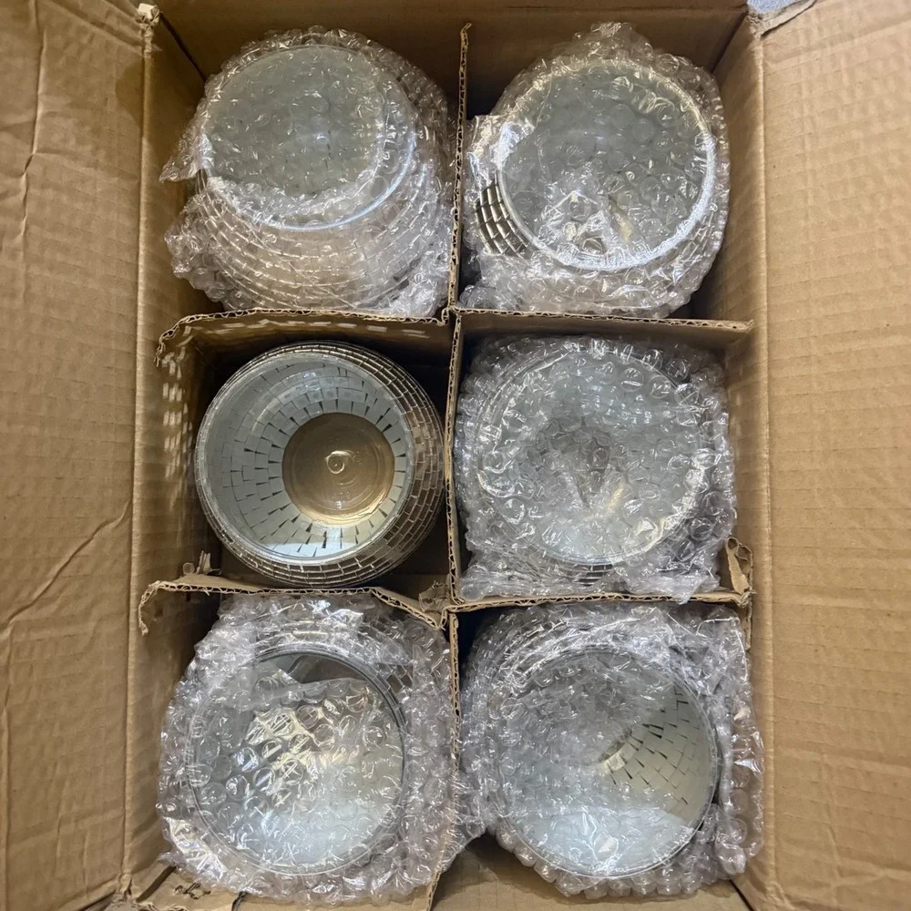 NWT 6 Pc Silver Disco Ball Mirror Vases Planters Wedding Centerpieces 4